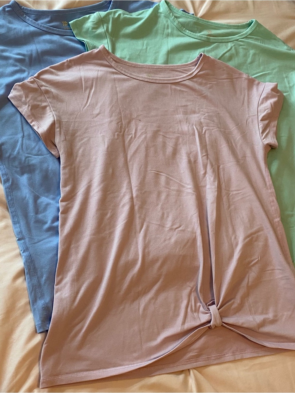 all in motion girls L Pastel Knot Front Short Sleeve Tee - Lavender, Mint, Blue
